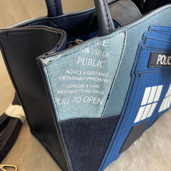 RARE Loungefly x Doctor Who TARDIS Denim Tote Bag - Picture 3 of 9